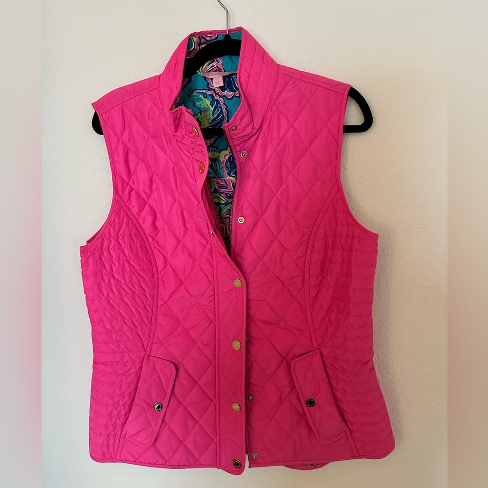 Lilly Pulitzer pink insulated winter vest